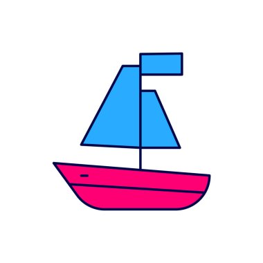 Doldurulmuş oyuncak tekne simgesi beyaz arkaplanda izole edildi. Vektör.