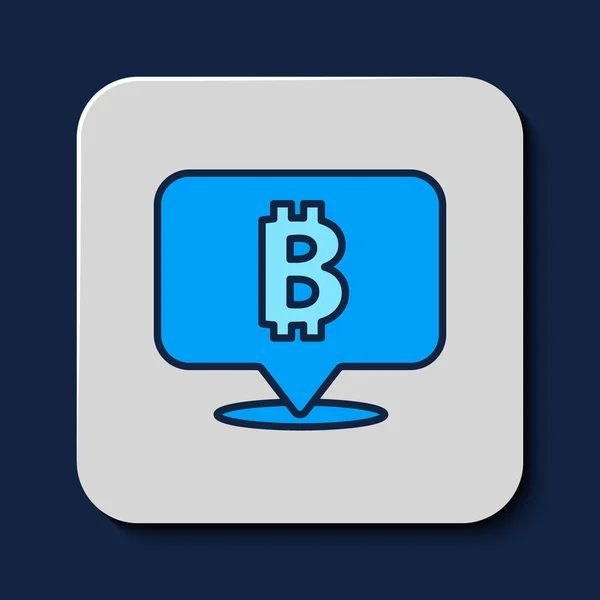 Filled Outline Cryptocurrency Coin Bitcoin Icon Isolated Blue Background Physical — 스톡 벡터