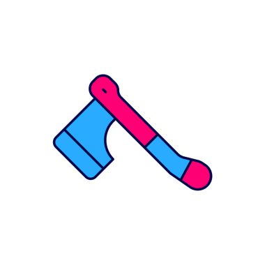 Doldurulmuş ahşap balta simgesi beyaz arkaplanda izole edildi. Oduncu baltası. Mutlu Cadılar Bayramı Partisi. Vektör.