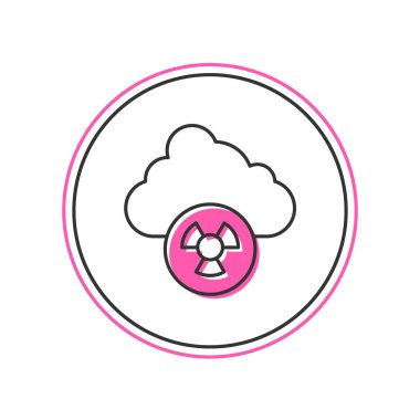 Asit yağmuru ve beyaz arka planda izole edilmiş radyoaktif bulut simgesi. Zehirli hava kirliliğinin çevre üzerindeki etkileri. Vektör.