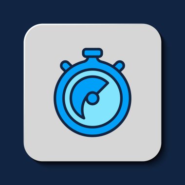 Stopwatch simgesi mavi arkaplanda izole edildi. Zaman göstergesi. Kronometre işareti. Vektör.