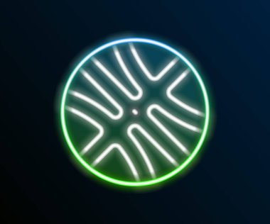 Parlayan neon çizgisi basketbol topu ikonu siyah arkaplanda izole edildi. Spor sembolü. Renkli taslak konsepti. Vektör.