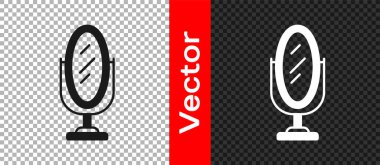 Siyah Ayna simgesi şeffaf arkaplanda izole edildi. Vektör.