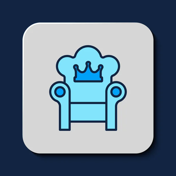 Filled Outline Medieval Throne Icon Isolated Blue Background Vector — Stock Vector