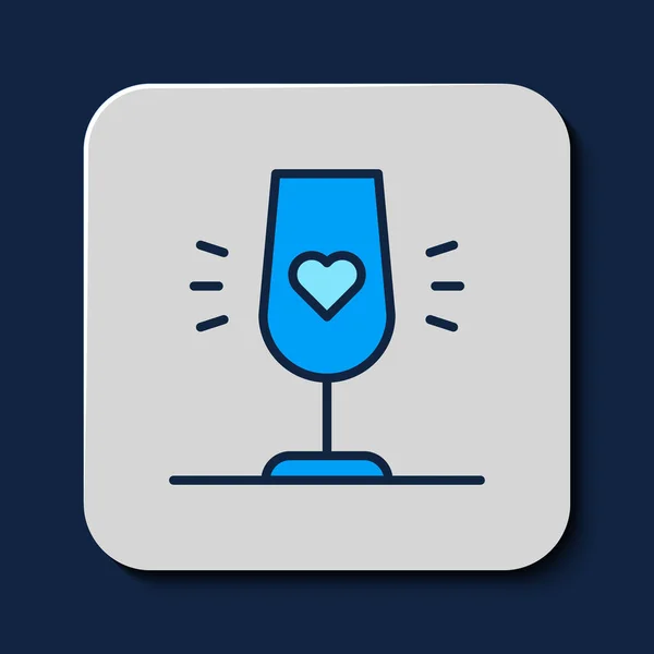 Gefüllte Umrisse Weinglas Symbol Isoliert Auf Blauem Hintergrund Weinglasschild Lieblingswein — Stockvektor