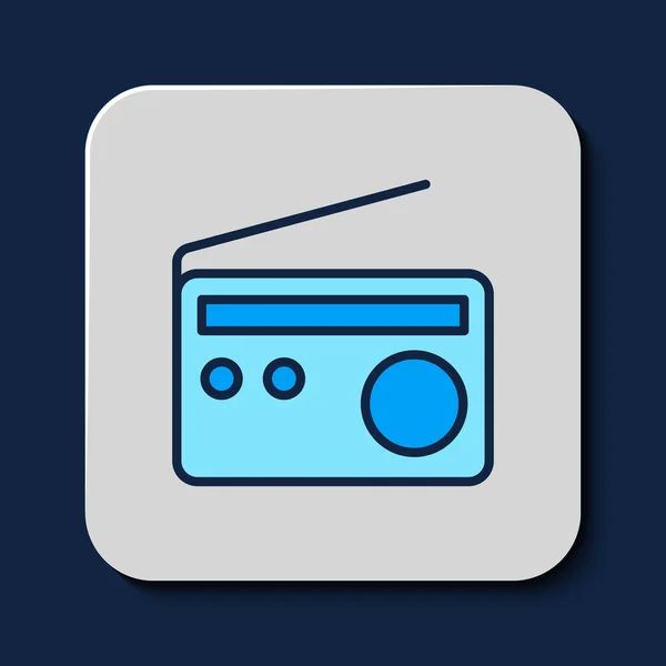 Esquema Rellenado Radio Con Icono Antena Aislado Sobre Fondo Azul — Vector de stock