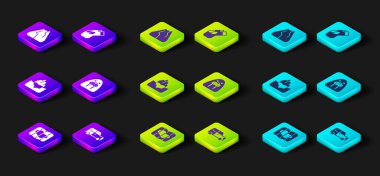 İzlanda Araba Buzdağı Deniz Aygırı hayvan Çorap ve Dağları ikonunun haritasını hazırla. Vektör.