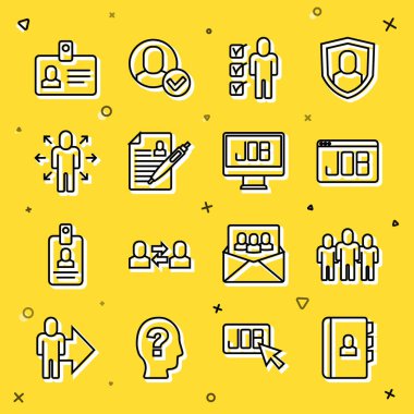 Satır Başlat Proje Ekibi Arama Görevi Çoklu Görev Yöneticisi Tanımlama rozeti ve simgesi üzerinde çalışıyor. Vektör.