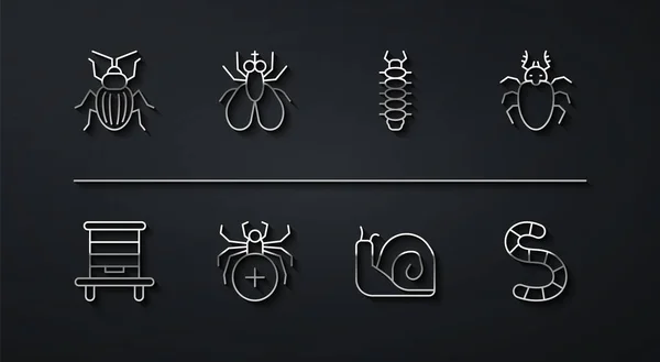 Définir Ligne Chafer Beetle Ruche Pour Les Abeilles Beetle Deer — Image vectorielle