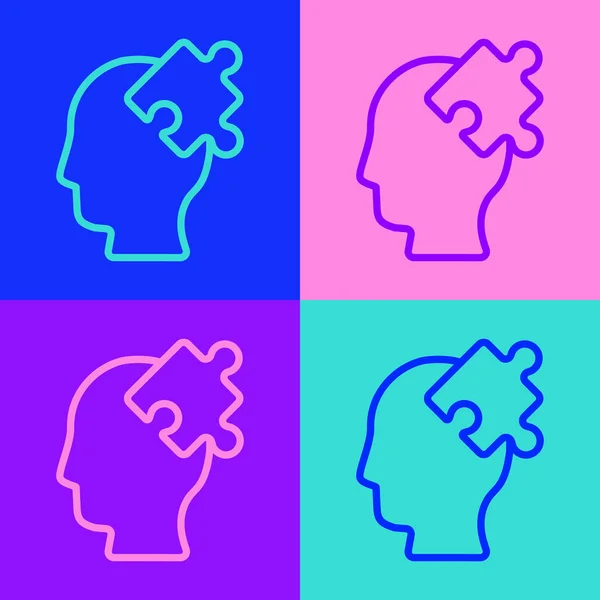 Pop Art Line Solution Problème Psychologie Icône Isolée Sur Fond — Image vectorielle