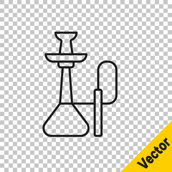 Black Line Hookah Icon Isolated Transparent Background Vector — Stock Vector