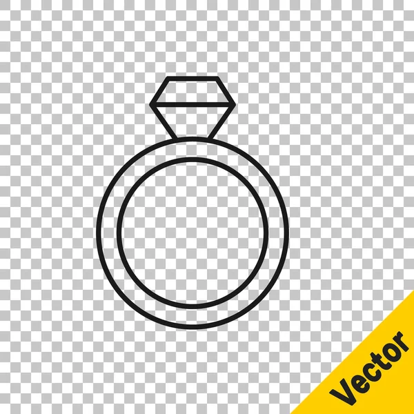Černá Čára Svatební Kroužky Ikona Izolované Průhledném Pozadí Šperk Nevěsty — Stockový vektor