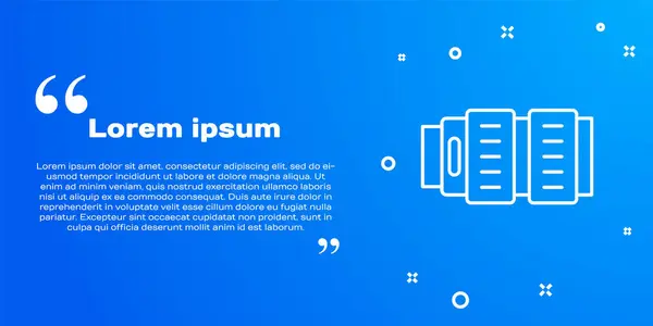 Witte Lijn Camera Fotolens Pictogram Geïsoleerd Blauwe Achtergrond Vector — Stockvector