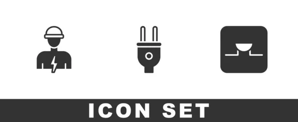 Set Electrician Plug Buzzer Electronic Circuit Icon Vector — Stock Vector