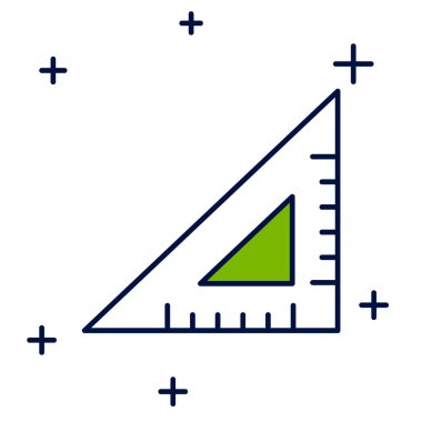 Filled outline Triangular ruler icon isolated on white background. Straightedge symbol. Geometric symbol. Vector.