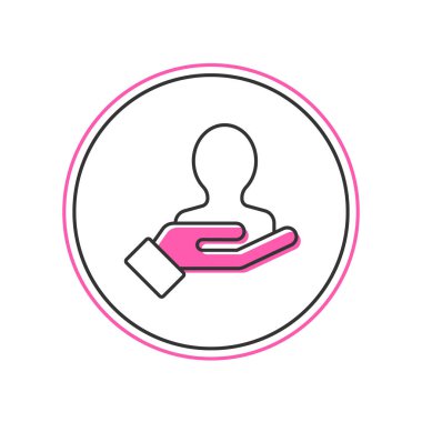 Beyaz arkaplanda izole edilmiş bir insan simgesini aramak için çizilmiş El. İşe alım ya da seçim konsepti. Çalışanları ve işi ara. Vektör.