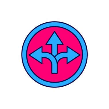 Ana hatlı trafik levhası. Beyaz arkaplanda sinyal simgesi izole edildi. İşaretçi sembolü. İzole sokak bilgi levhası. Yön tabelası. Vektör.