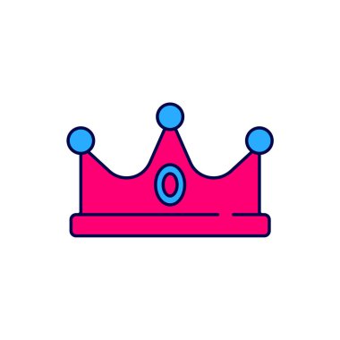 Beyaz arka planda izole edilmiş ana hatları King Crown simgesi. Vektör.