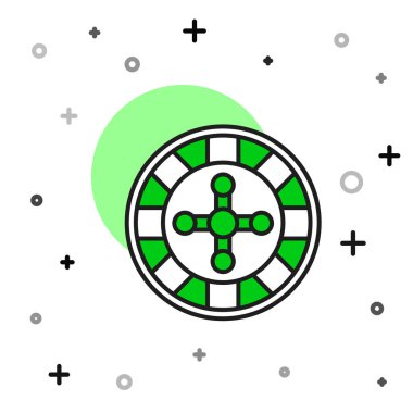 Filled outline Casino roulette wheel icon isolated on white background. Vector.
