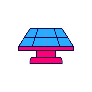 Beyaz arkaplanda izole edilmiş ana hatlı Güneş enerjisi simgesi. Vektör.