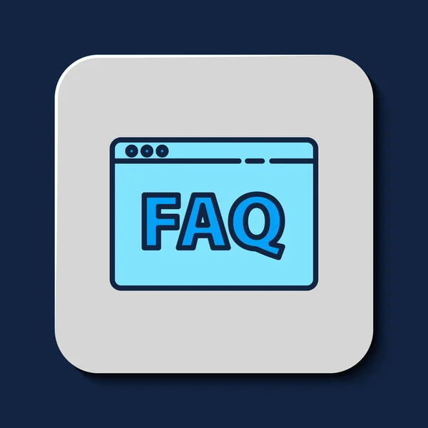 Gevuld Overzicht Browser Faq Pictogram Geïsoleerd Blauwe Achtergrond Internetcommunicatieprotocol Vector — Stockvector