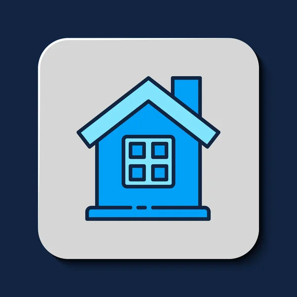 Filled Outline House Icon Isolated Blue Background Home Symbol Vector - Stok Vektor