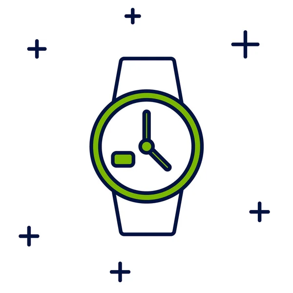 Gevulde Omtrek Polshorloge Pictogram Geïsoleerd Witte Achtergrond Een Horloge Icoon — Stockvector