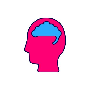 Beyaz arka planda izole edilmiş insan beyni simgesi. Vektör.