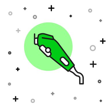 Filled outline Electrical hair clipper or shaver icon isolated on white background. Barbershop symbol. Vector.