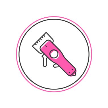 Filled outline Electrical hair clipper or shaver icon isolated on white background. Barbershop symbol. Vector.