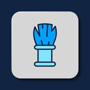 Tıraş fırçası simgesi mavi arkaplanda izole edildi. Berber dükkanı sembolü. Vektör.