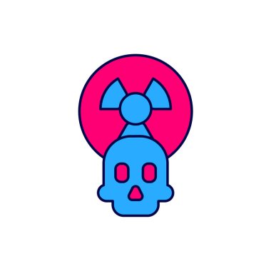 Beyaz arkaplanda izole edilmiş Radyoaktif simge dolduruldu. Radyoaktif zehirli sembol. Radyasyon tehlikesi işareti. Vektör.