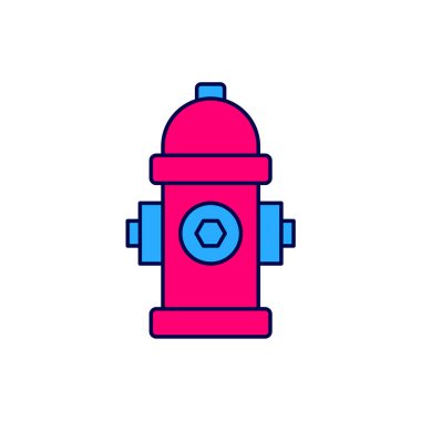 Beyaz arkaplanda izole edilmiş ana hatlı yangın musluğu simgesi. Vektör.