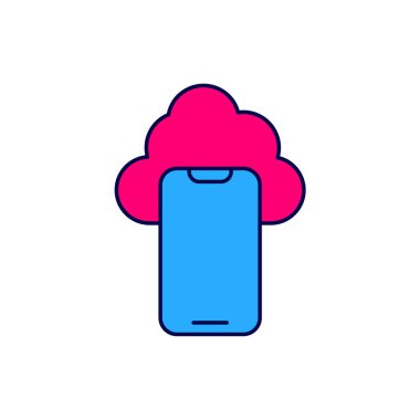 Filled outline Cloud technology data transfer and storage icon isolated on white background. Vector.