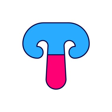 Beyaz arkaplanda izole edilmiş ana hatlı mantar ikonu. Vektör.