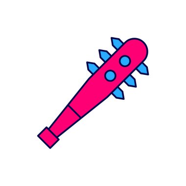 Ortaçağ zincirlenmiş top ikonu beyaz arka planda izole edildi. Morgenstern Ortaçağ silahı ya da sivri uçlu topuz. Vektör.