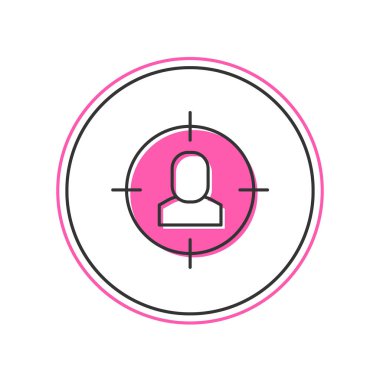 Beyaz arka planda izole edilmiş ana hatlı kafa avlama simgesi. İş hedefi ya da İstihdam tabelası. İş için insan kaynakları ve adam toplama. Vektör.