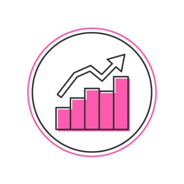 Doldurulmuş finansal büyüme ikonu beyaz arka planda izole edildi. Gelirleri arttırıyorum. Vektör.