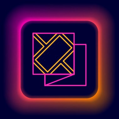 Parlayan neon çizgisi Katlanmış harita simgesi siyah arkaplanda izole edildi. Renkli taslak konsepti. Vektör.