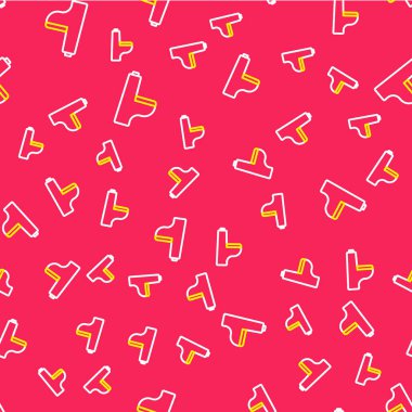 Hat tuvaleti ikonu, kırmızı arka planda izole edilmiş, pürüzsüz desen. Vektör.