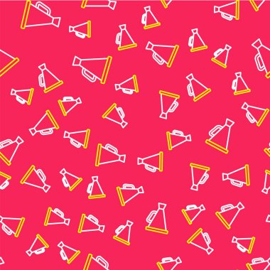 Hat Megafonu simgesi kırmızı arkaplanda izole edilmiş pürüzsüz desen. Sözcü işareti. Vektör.