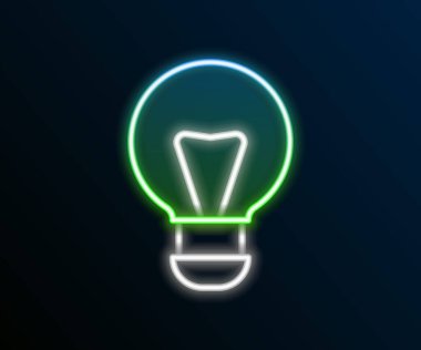 Parlayan neon çizgisi yaratıcı lamba ışığı fikri simgesi siyah arkaplanda izole edildi. Fikirler ilham, icat, etkili düşünme, bilgi ve eğitim kavramları. Renkli taslak konsepti. Vektör.