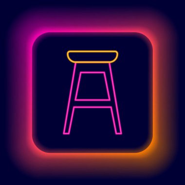 Parlayan neon çizgili sandalye simgesi siyah arkaplanda izole edildi. Renkli taslak konsepti. Vektör.
