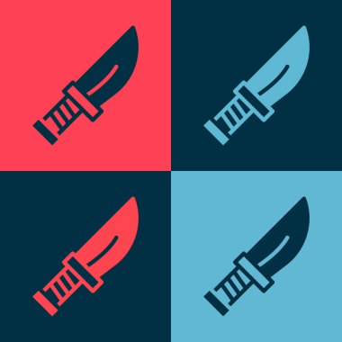 Pop Art Dagger simgesi renk arkaplanında izole edilmiş. Bıçak ikonu. Keskin bıçaklı kılıç. Vektör.