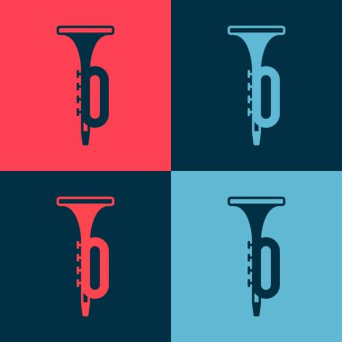Pop Art Trumpet simgesi renk arkaplanında izole edildi. Müzik aleti. Vektör.