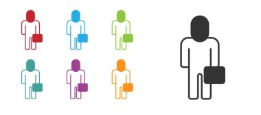 Siyah iş adamı simgesi beyaz arka planda izole edildi. İş simgesi kullanıcı profili simgesi simgesi. Erkek kullanıcı işareti. Simgeleri renklendirin. Vektör.