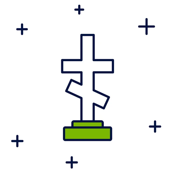 Filled Outline Grave Cross Icon Isolated White Background Vector — Image vectorielle