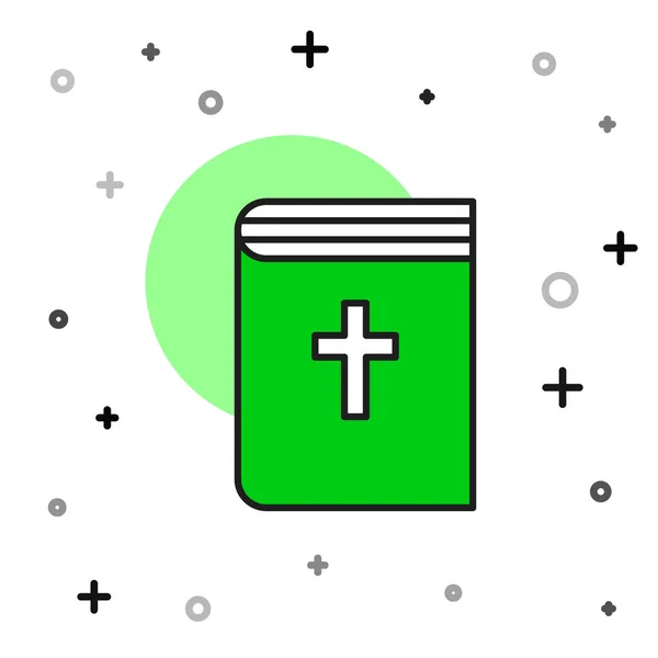 Filled Outline Holy Bible Book Icon Isolated White Background Vector — 图库矢量图片