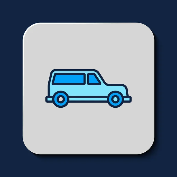 Filled Outline Hearse Car Icon Isolated Blue Background Vector — Stock Vector