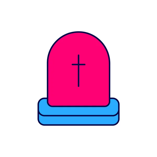 Gevulde Omtrek Tombstone Met Rip Erop Geschreven Pictogram Geïsoleerd Witte — Stockvector